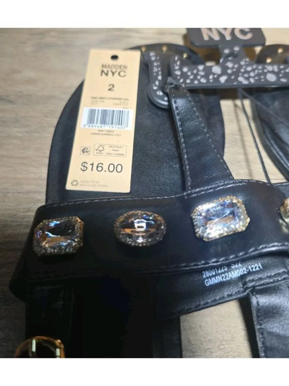 Madden NYC Girls Black Slip On Studded Sandal Size 2